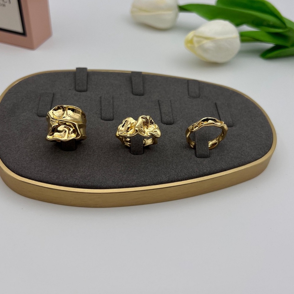 Irregular gold 3-piece open ring set